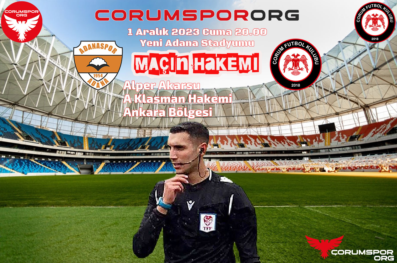 Adana maçının hakemi Alper Akarsu