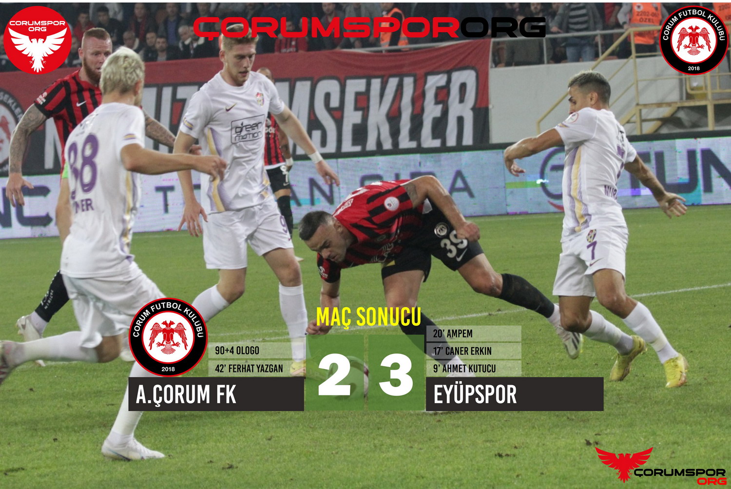 Ahlatçı Çorum FK evinde lider Eyüpspor’a mağlup oldu