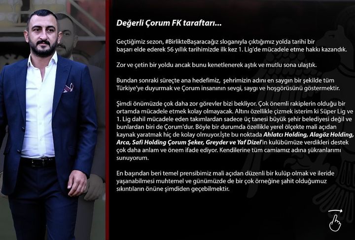 Başkan Oğuzhan Yalçın'dan sezon başlangıcında açıklamalar.