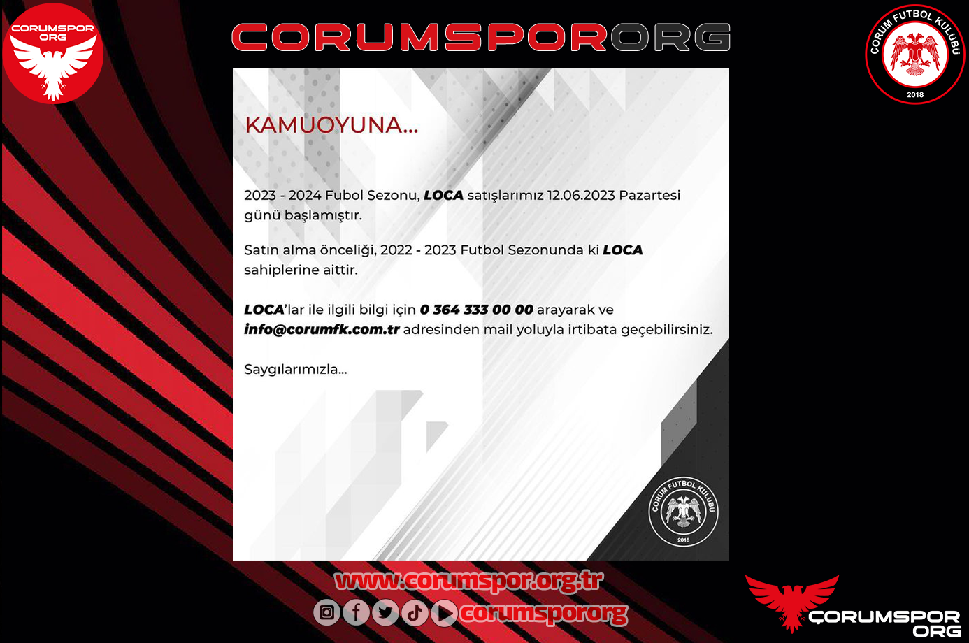 Çorum FK’da Loca Satışları Başladı.