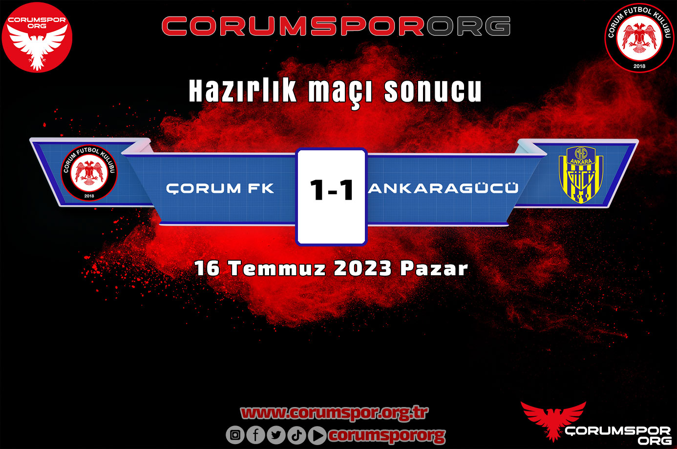 Çorum FK ilk hazırlık maçında Ankaragücü ile berabere kaldı