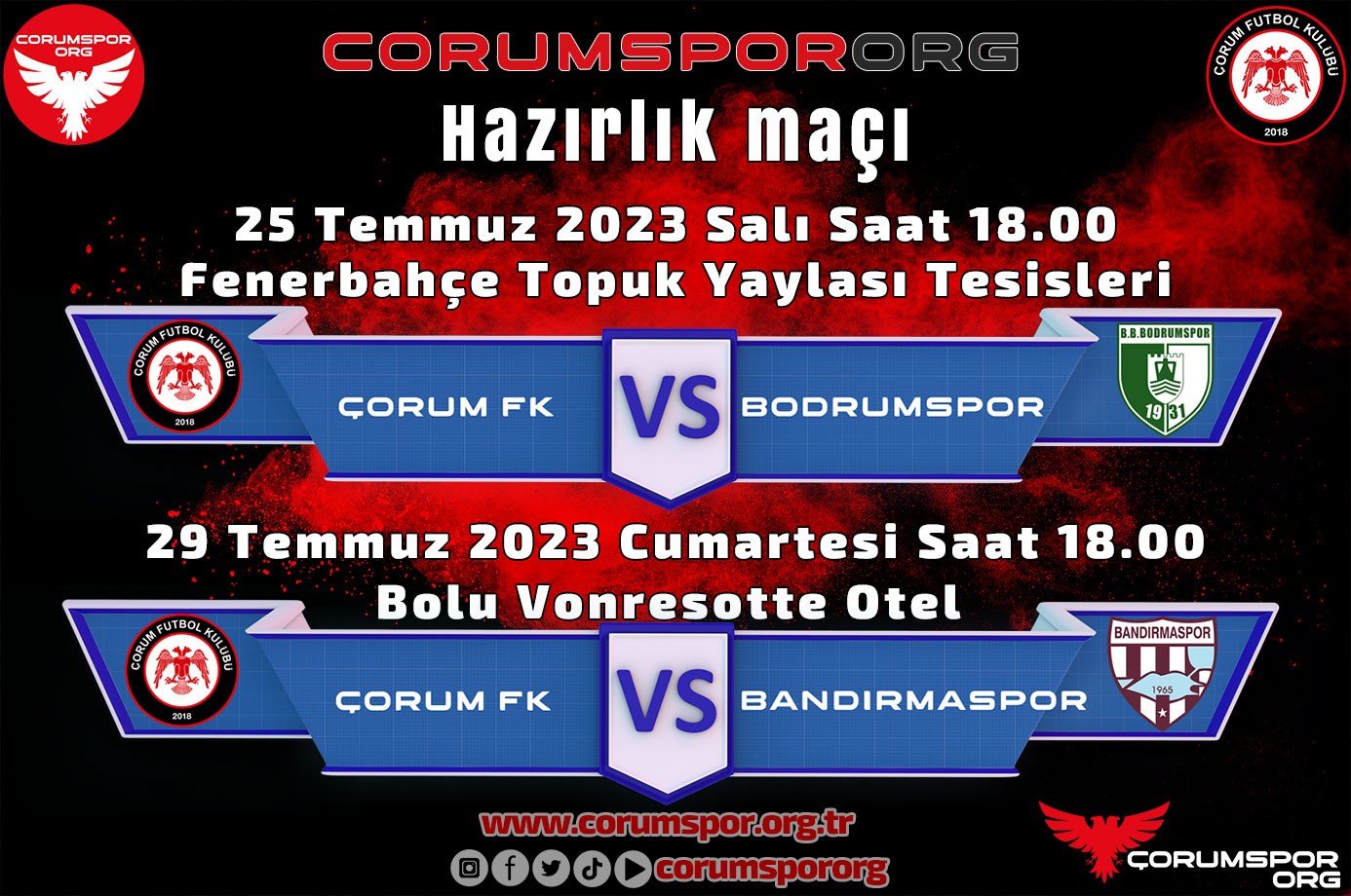 Çorum FK son etapta iki hazırlık maçı yapacak.