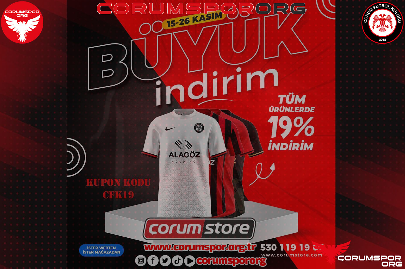 Çorum FK Store’de büyük indirim