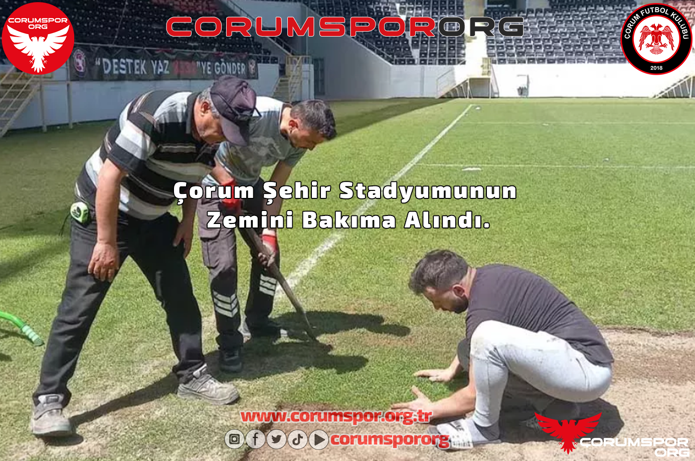 Çorum Şehir Stadyumunun Zemini Bakıma Alındı.