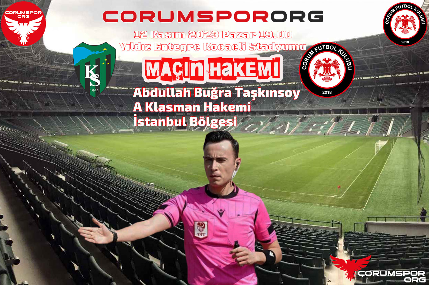 Kocaelispor-A.ÇorumFk müsabakasının hakemi belli oldu