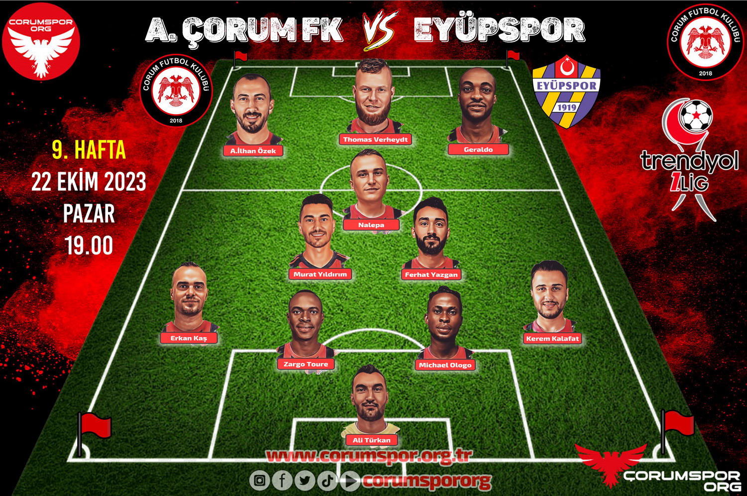 Maç Kadromuz A.Çorum FK-Eyüpspor