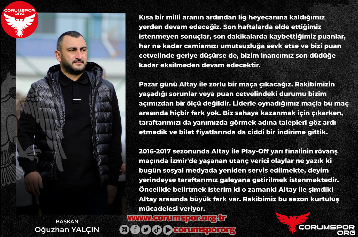 Oğuzhan Yalçın: Geçmişe takılıp kalmak kulübümüze zarar verir