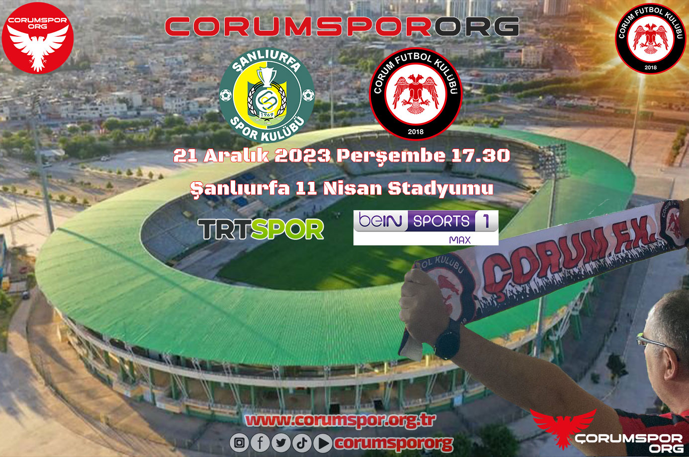 Şanlıurfaspor-Çorum FK müsabakasının yayınlanacağı kanallar belli oldu