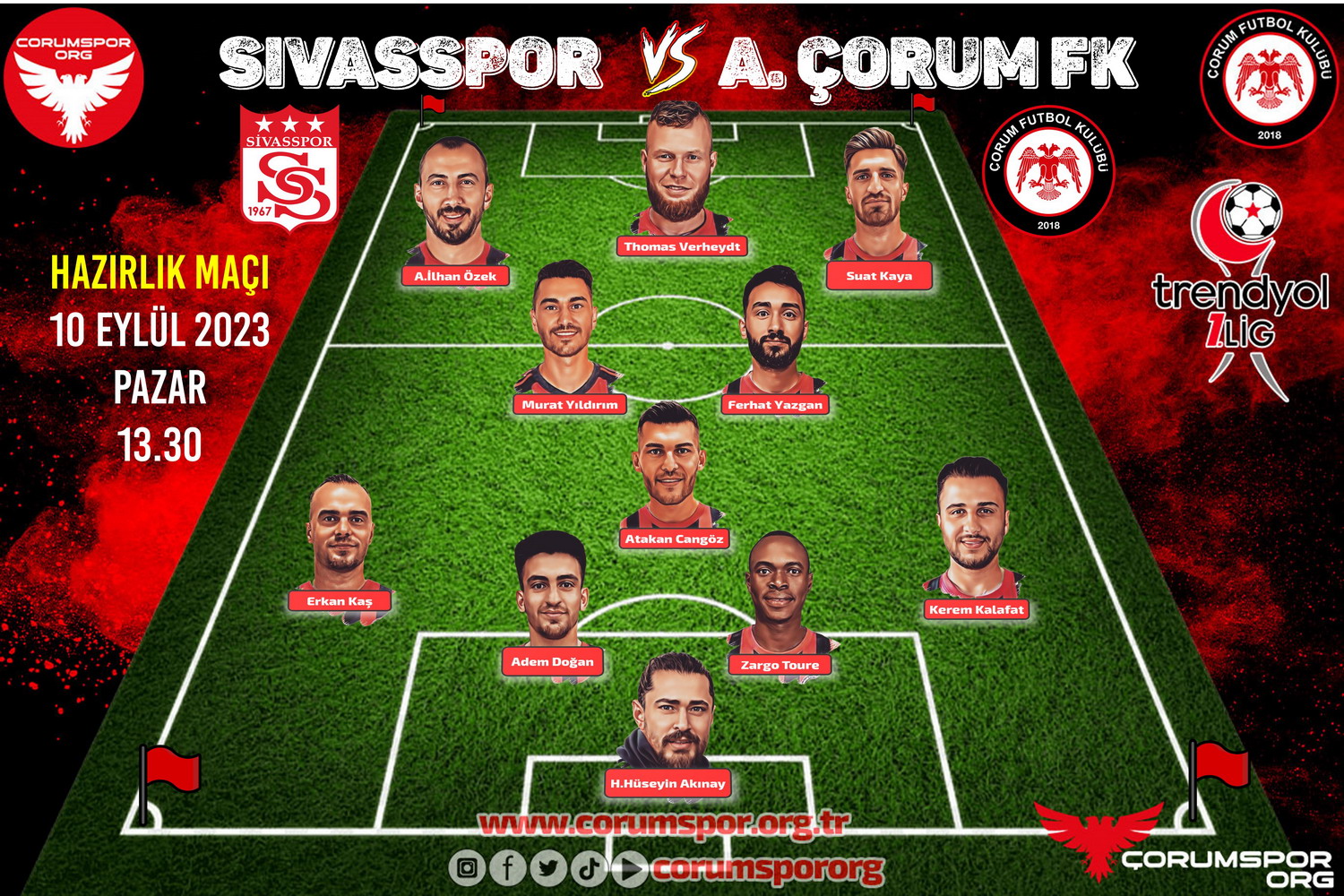 Sivasspor-A.Çorum FK  hazırlık maçı kadromuz